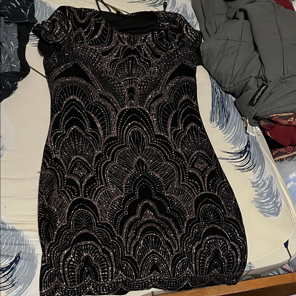 Jump Black and Pink Art Deco Mini Dress